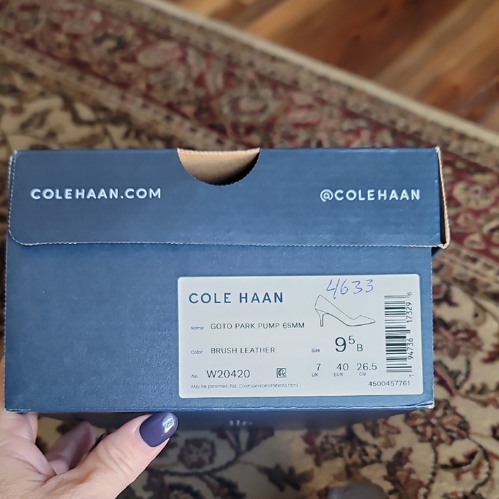 Cole Haan Navy Brush Leather Pumps
